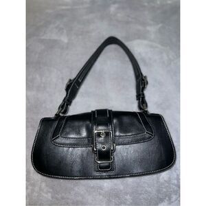 Women’s Black Mini Baguette Black Buckled Y2K Bag